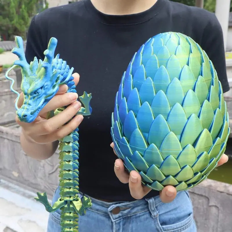 18cm Articulated 3D Printed Dragon Egg Decoration & 60cm Collectible Figurine - Home Decor, Stress Relief Articulated Fidget Figurines, Fidget Toys, Dragon Motif Ornament Gift, Fidgettoys