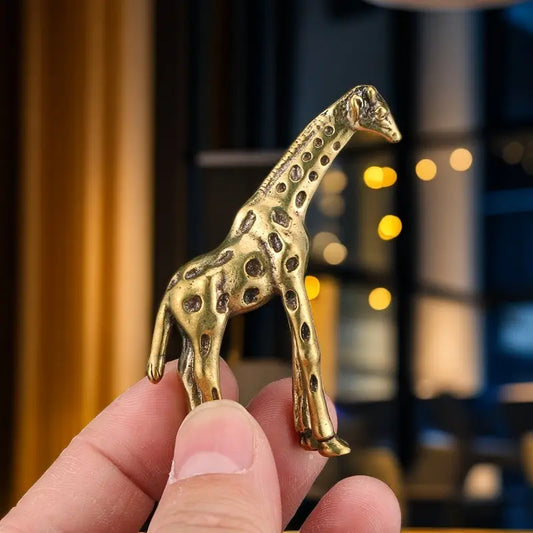 Giraffe Copper Figurine Animal Statue Decorative Ornament Tea Pet Handcrafted Craftsmanship Home Office Decoration Interior Decoration Accessories Gift Idea Home Decor Accessory Animal Decorations Statue Figurines Decoration Figure