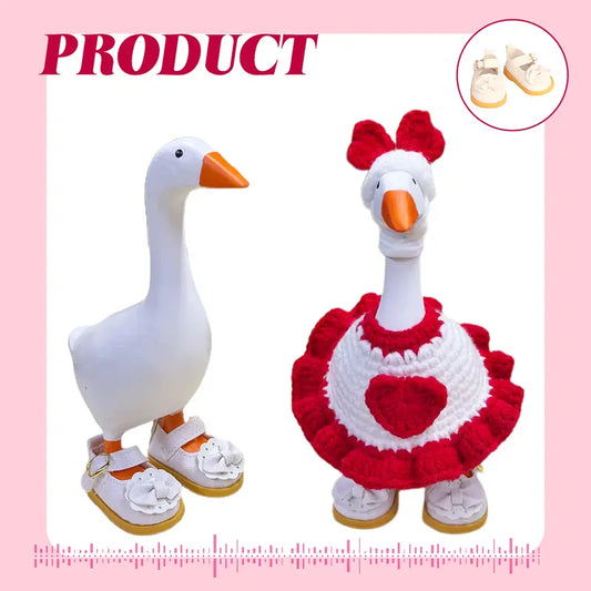 7-Inch Decorative Magnetic Desk Goose Figurine with Customized Craft Mini Shoes Set, Adorable Princess-Style Polyester DIY Specialty Supplies, Multiple Designs for Outfit Matching & Desk Decor, Gifts for Toys & Hobbies Enthusiasts