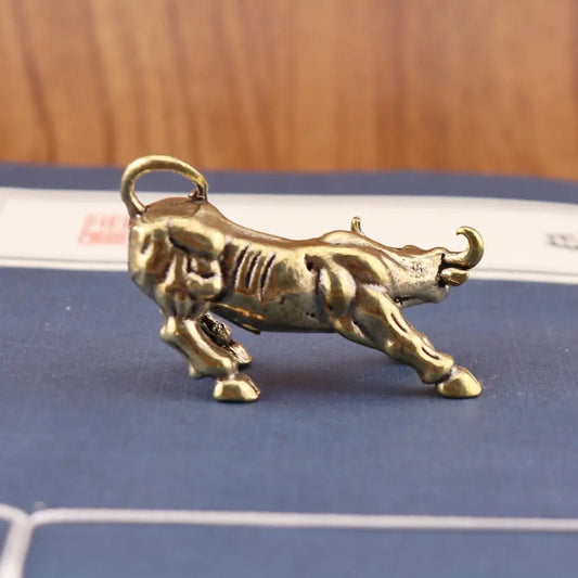 Solid Brass Zodiac Ox Tea Pet, Cow Ornament, Decorative Home Ornament, Home Decor Desktop Craft Ornament, Pure Copper Wall Street Bull Figurine, Unique Gift Idea, Collectible Figure Decor, Statue Figurines, Decor Figurine Ornaments, Decoration Figure