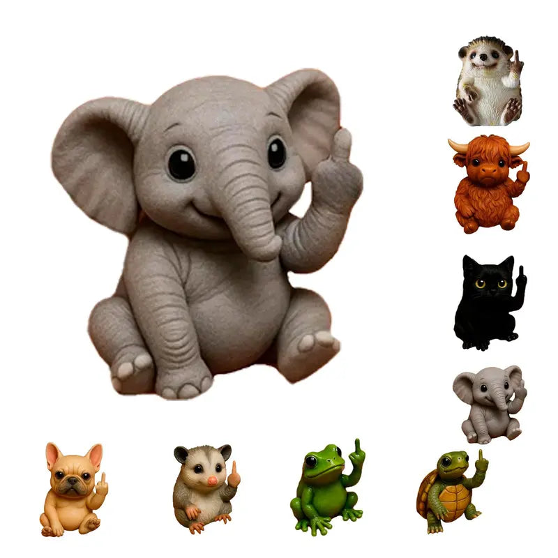 Fun Mini Middle Finger Animal Statue,Resin Middle Finger Animals Decor Statue for Desktop,Office and Car, Funny and Cute Middle Finger Humor Gag Gifts
