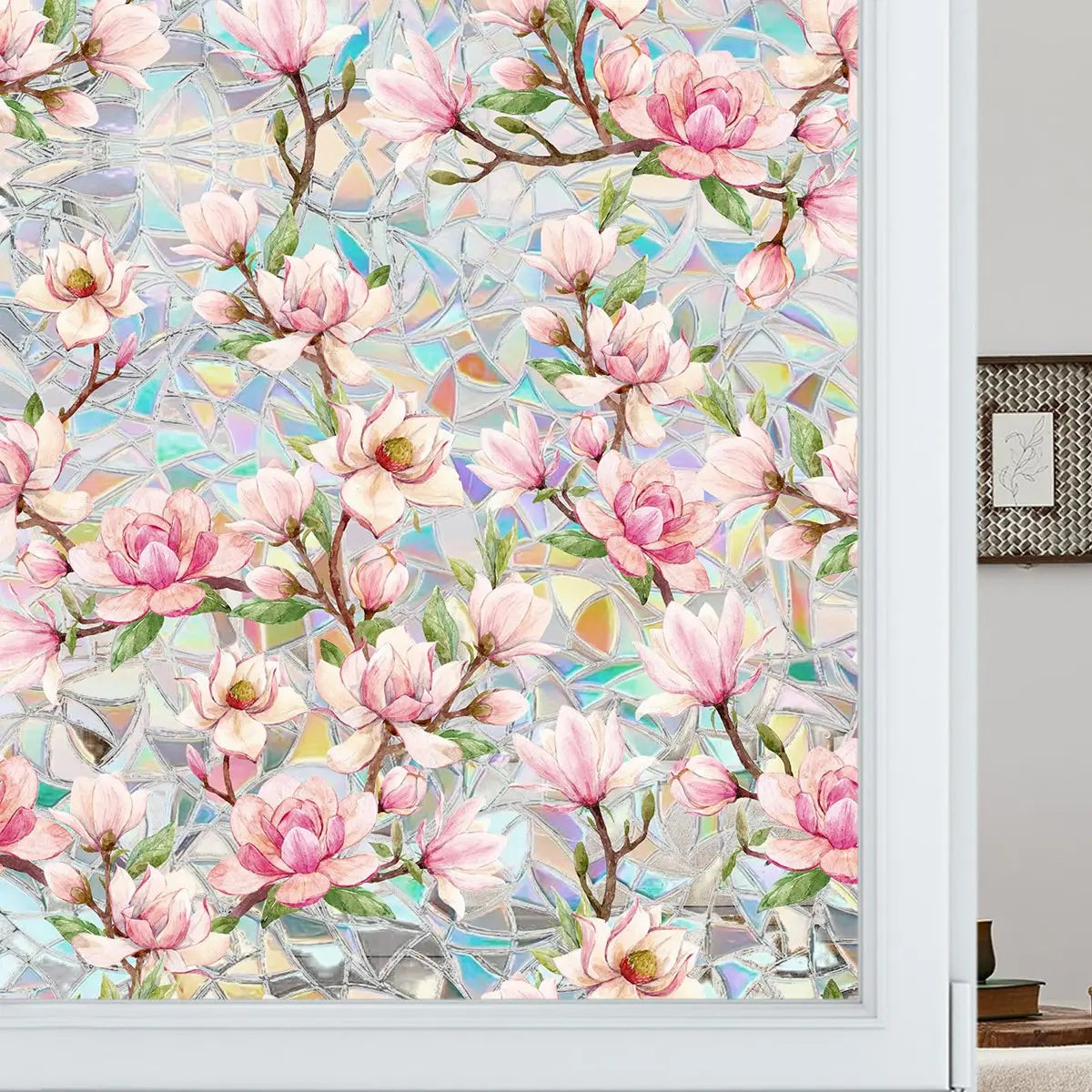 Double Sided Flower Pattern Window Film, Reusable Static Cling Window Sticker, Waterproof Sunshade Sticker, Waterproof Decal, Floral Pattern Sticker, Decorative Sticker for Home and Office Decoration, Ornaments, Interior