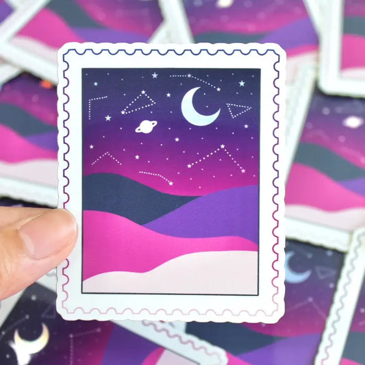 Holographic Moon Landscape Postage Sticker