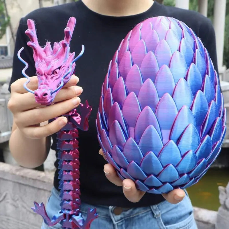 18cm Articulated 3D Printed Dragon Egg Decoration & 60cm Collectible Figurine - Home Decor, Stress Relief Articulated Fidget Figurines, Fidget Toys, Dragon Motif Ornament Gift, Fidgettoys