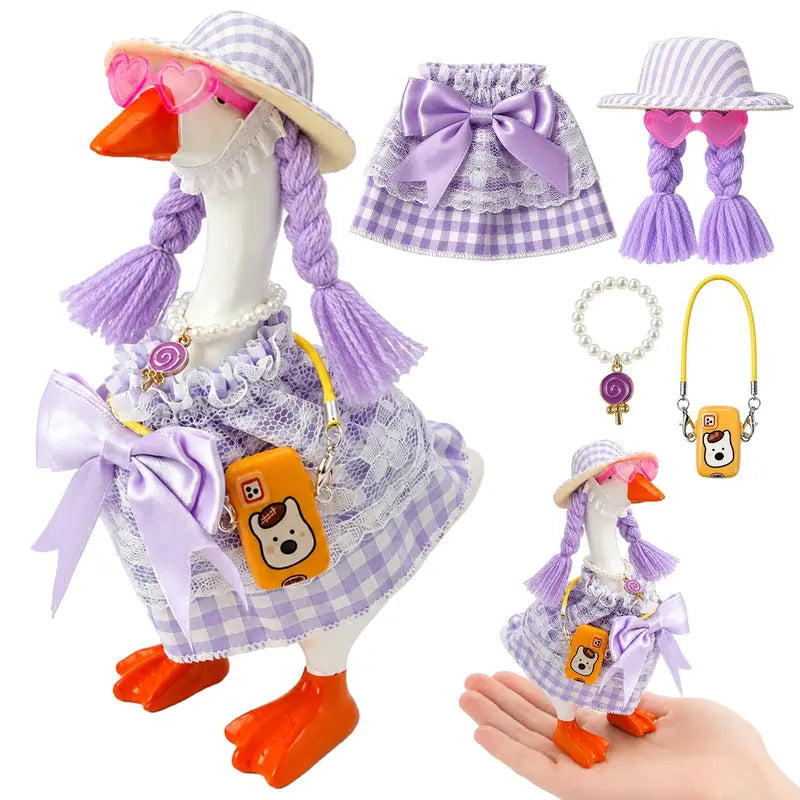 Mini 7-in Fabric Set, 7-Inch Desk Goose Charm, Hawaii Summer Outfit Accessory for Home Office Decor (Unisex), Mini 7" Goose