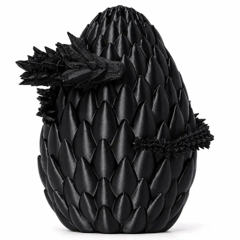 VECTORDESIGNSARIZONA 12" Large 3D Printed Geometric Scaly Gold Dragon Egg - PLA Plastic, Articulated Flexible Crystal-Scale Look Interior, Bedroom Room Decoration, Boxed Desk Statue, Adult Collectible Gift