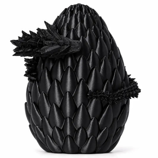 VECTORDESIGNSARIZONA 12" Large 3D Printed Geometric Scaly Gold Dragon Egg - PLA Plastic, Articulated Flexible Crystal-Scale Look Interior, Bedroom Room Decoration, Boxed Desk Statue, Adult Collectible Gift