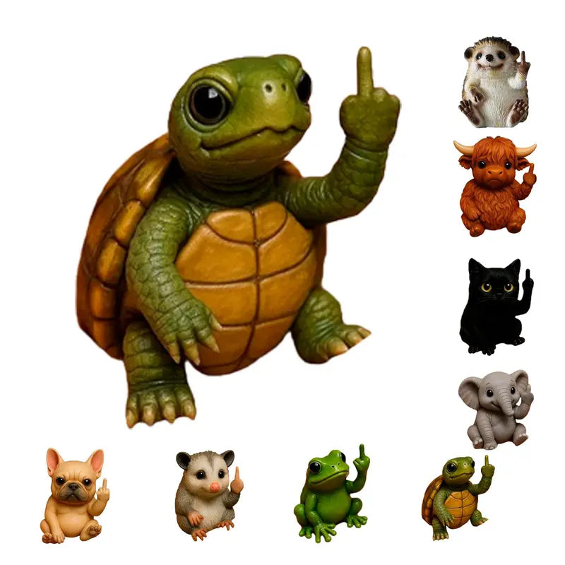Fun Mini Middle Finger Animal Statue,Resin Middle Finger Animals Decor Statue for Desktop,Office and Car, Funny and Cute Middle Finger Humor Gag Gifts
