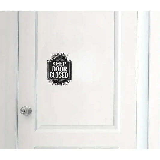 Keep Door Closed Sign Sticker – Do Not Enter Door Decal for Office, Home, Business, Classroom, Workshop – Adhesive Indoor Door Label, Black and White Wall Warning Sign, Privacy Notice Sticker for Rooms, Employees, Restrooms, Quiet Area, Restricted Access