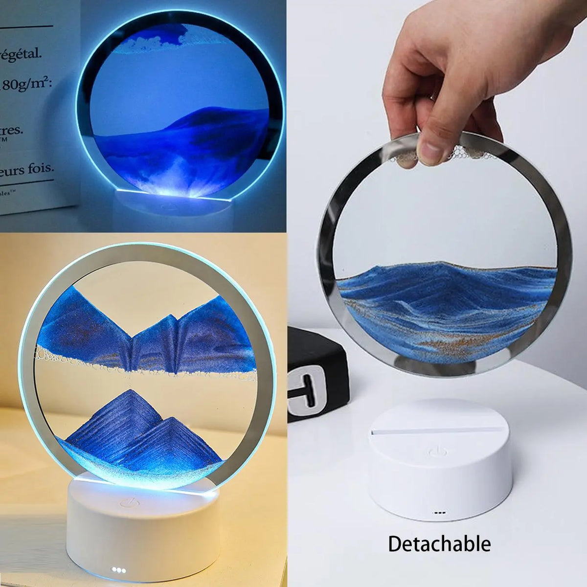 Moving Sand Art Table Lamp, 1 Count USB Powered LED Craft Quicksand Light, 3D Natural Landscape Flowing Sand Night Light, Dimmable Moving Hourglass Night Light, Sculpture Desk Decor, Interior Decoration Accessories, Tabletop Decor, Decorative Piece