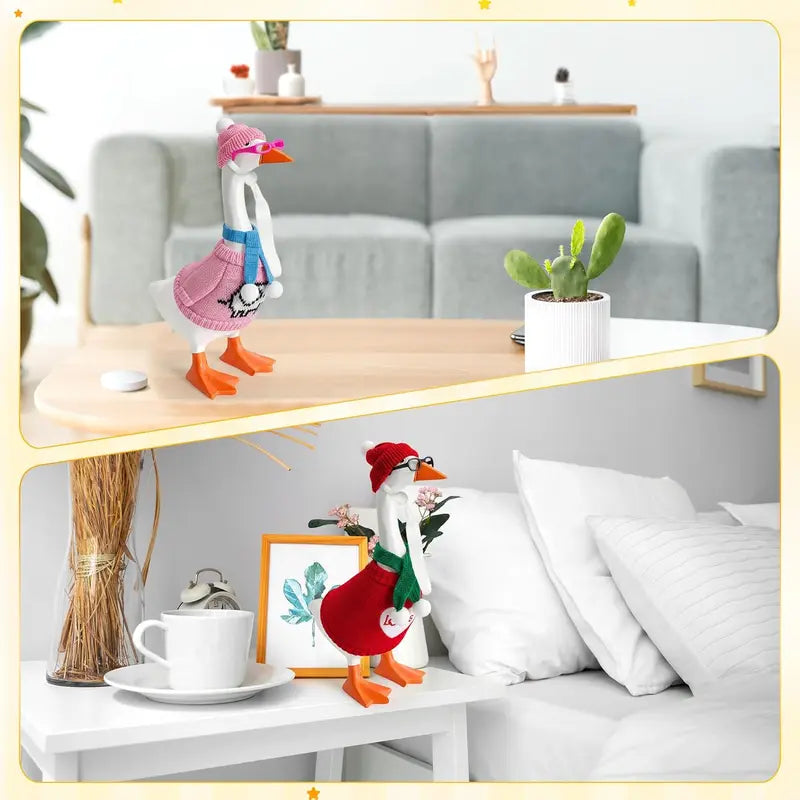 6 Set 24 Pcs Desk Goose Outfit Set WIth Accessories for 7 Inch Magnetic Desk Goose, 6 Sweaters 6 Hats 6 Scarves 6 Glasses Accessories Bundle, Funny Desk Decor, Perfect Birthday Gift
