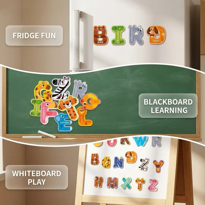26 Animal ABC Magnets, Large Refrigerator Magnetic Letters, Preschool Learning Toy for Spelling Games, Ideal Educational Toys for Tots
