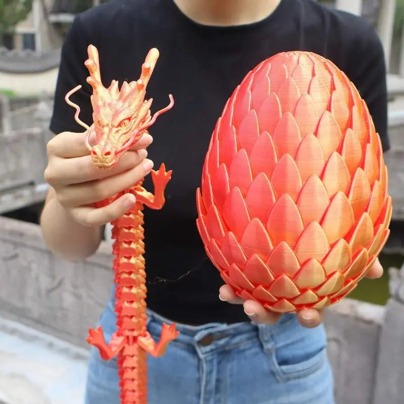 18cm Articulated 3D Printed Dragon Egg Decoration & 60cm Collectible Figurine - Home Decor, Stress Relief Articulated Fidget Figurines, Fidget Toys, Dragon Motif Ornament Gift, Fidgettoys