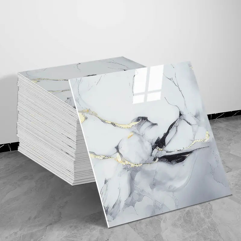 10/20/30 Sheets Thickened Marble Look Self-Adhesive Tile Stickers, Waterproof Anti-Mildew, Easy Peel & Stick Decorative Decal Wall Decal Kitchen Bathroom Wall Decor, Waterproof Wall Decals