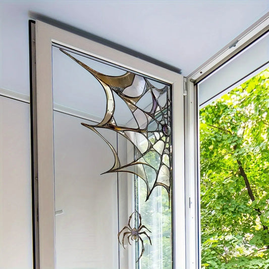 Halloween Spider Web Static Glass Sticker, Decoration Sticker, Double-Sided Visible, 20 Wires, Self-Adhesive Window Decor, 11.81 X 11.81 Inches, D12001-Yx