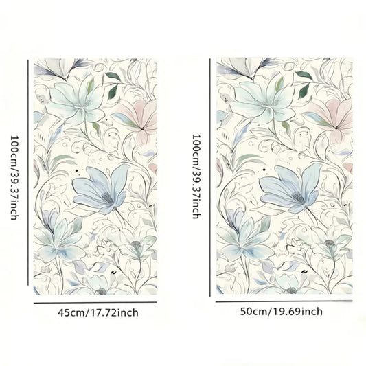 2D Flat Static Cling Floral Pattern Decorative Decal Window Film Ornament For Living Room And Bedroom Removable