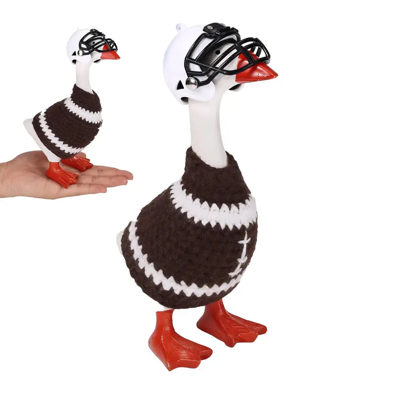 7 Inch Magnetic Desk Goose Plastic Football Costume Set (2 Pcs with Helmet & Jersey) - Cute Sport Outfit for Table Decoration, Fun Office DIY Accessory, Game Day Gift, Ornaments