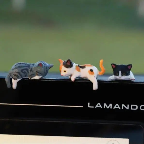5pcs/set Durable Modern Polyresin Whimsical Cartoon Cat Desk Figurines - Waterproof, Antimicrobial, Multi-Pose Ornaments, Desk Trinkets, Unique Cool Gifts for Home Office Cubicle Decor (2026 Collection)