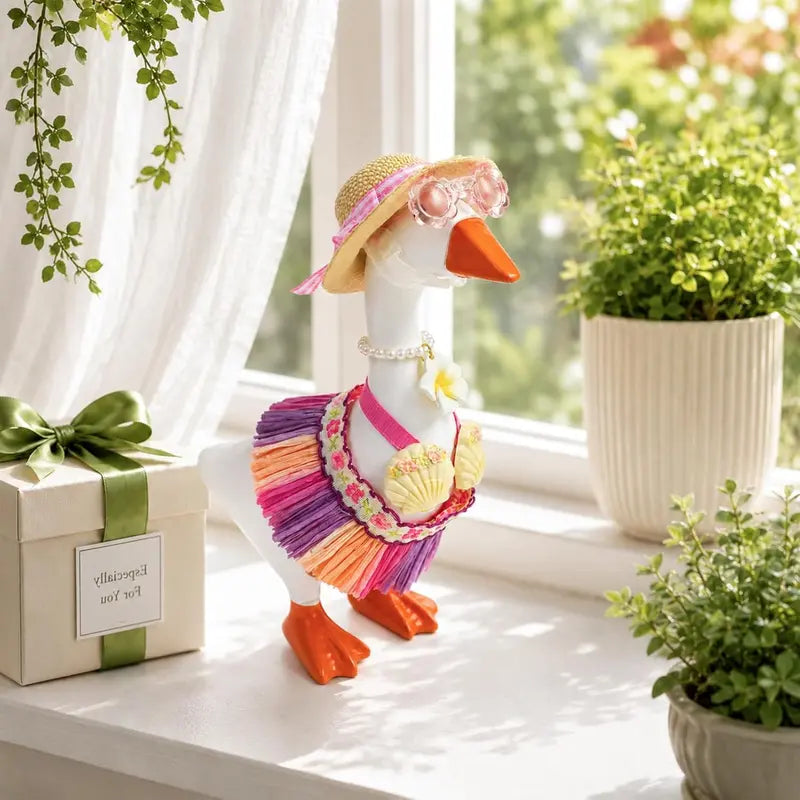 Mini 7-in Fabric Set, 7-Inch Desk Goose Charm, Hawaii Summer Outfit Accessory for Home Office Decor (Unisex), Mini 7" Goose