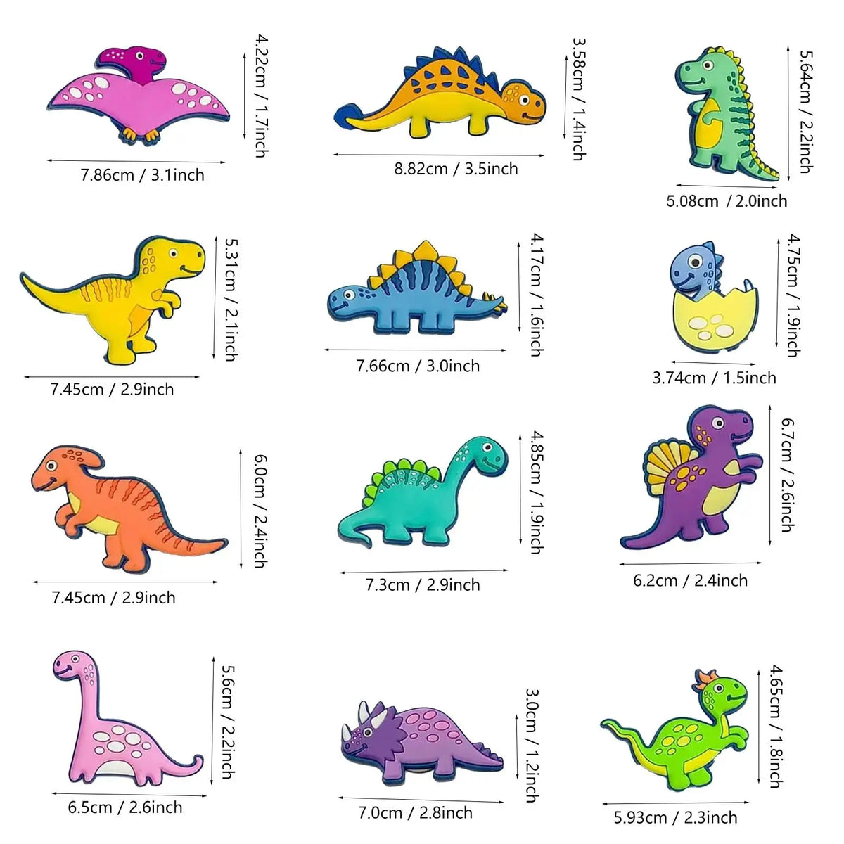 Cartoon Dinosaur Pattern Fridge Magnet, 12pcs Mini Cute Animal Cartoon Fridge Magnet, Fridge Decorative Magnet for Home Kitchen Refrigerator, Refrigerator Decorating Magnet, Refrigerator Magnets Set