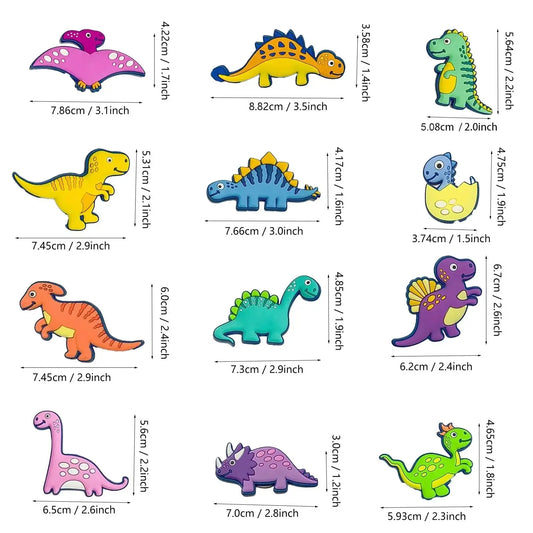 Cartoon Dinosaur Pattern Fridge Magnet, 12pcs Mini Cute Animal Cartoon Fridge Magnet, Fridge Decorative Magnet for Home Kitchen Refrigerator, Refrigerator Decorating Magnet, Refrigerator Magnets Set