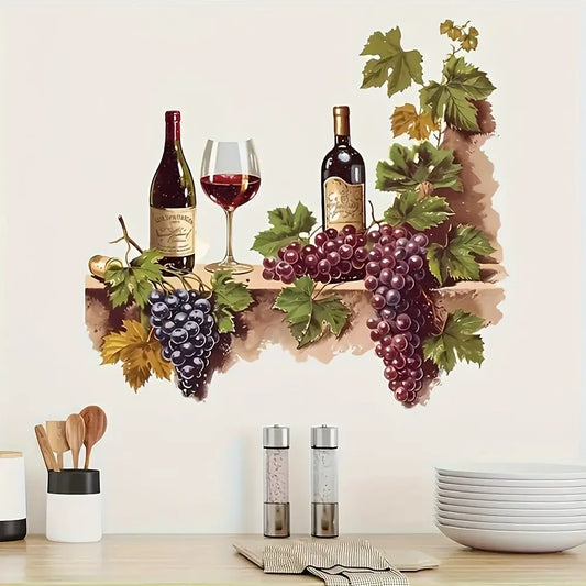 Vintage Wine Grape Vine Decorative Wall Sticker, Wall Decal, Perfect for Kitchen and Restaurant Decor, Home Decoration Art, Easy to Apply and Remove