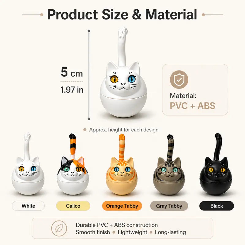 Roly Poly Cat Gacha Capsule, Wobble Cat Figurine with Following Eyes, Desktop Ornament, Car Dashboard Decor, Collectible Toy for Cat Lovers