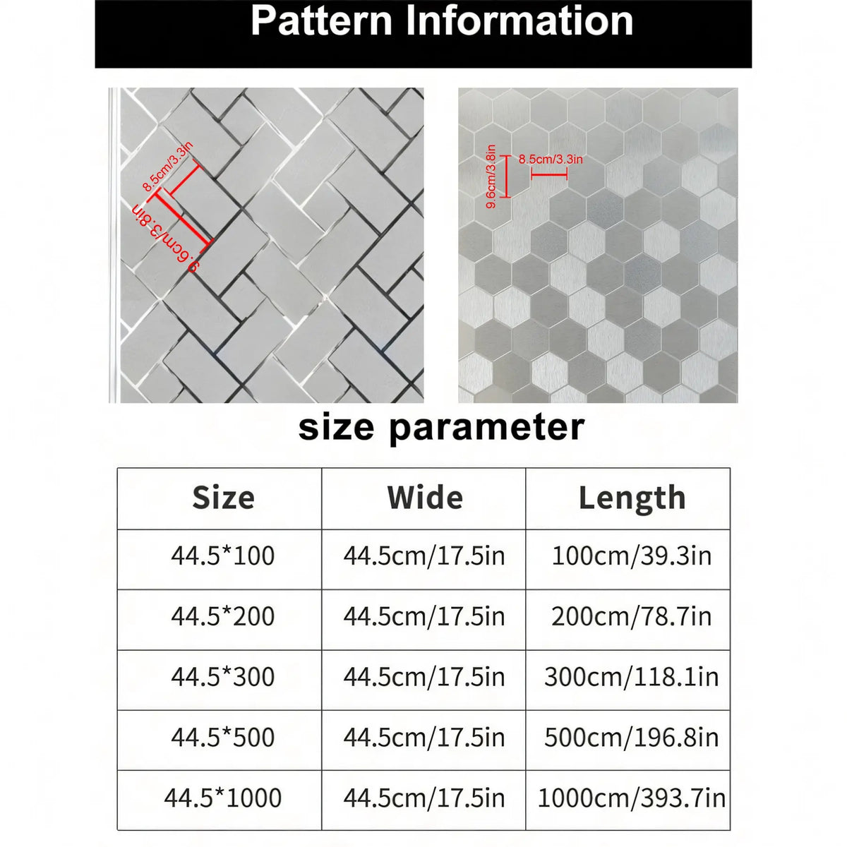 1pc 44.5cm Decorative Geometric Pattern Removable Window Film, Privacy Glass Sticker, UV Protection, Universal Fit for Doors and Windows, Window Stickers