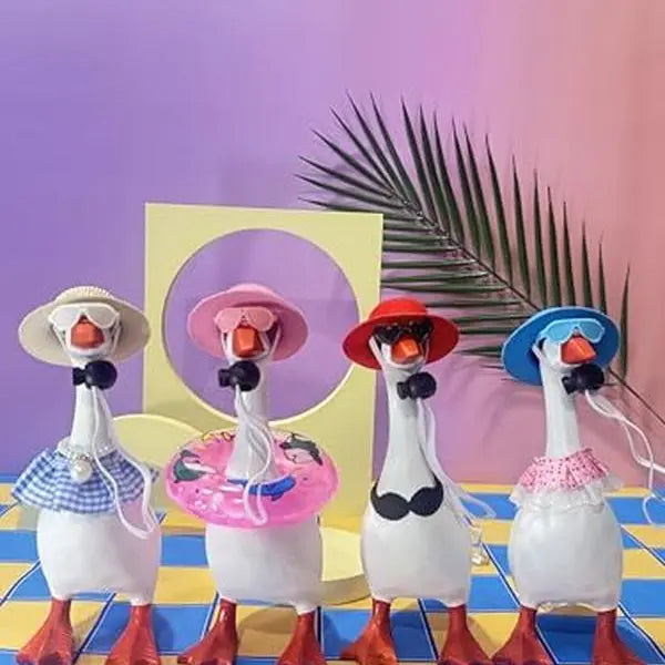 7-Inch Desk Goose Statue with Dress-Up Outfits - Cute Figurines Decor, Cute Desktop Decoration, Desk Ornament - Available Options: Goose Only, Outfits Only, Full Complete Set, Ornaments, Home Decor Accessory