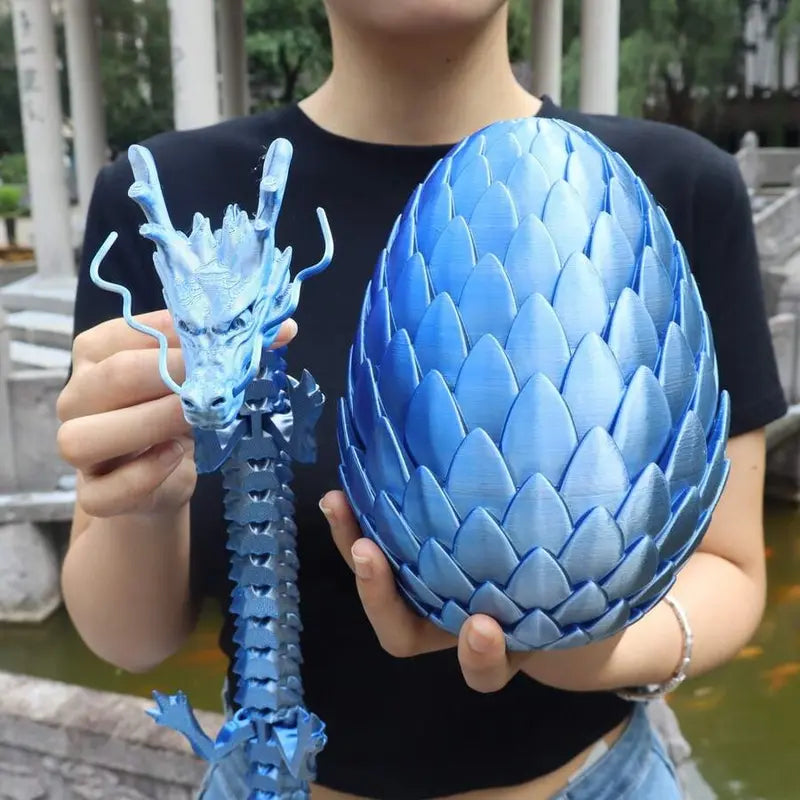 18cm Articulated 3D Printed Dragon Egg Decoration & 60cm Collectible Figurine - Home Decor, Stress Relief Articulated Fidget Figurines, Fidget Toys, Dragon Motif Ornament Gift, Fidgettoys