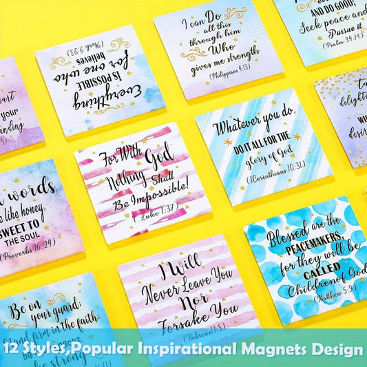 12pcs Inspirational Christian Magnets - Motivational Bible Verse & Scripture Quotes for Fridge, Locker, Home Decor | Rubber, No Power Needed, Refrigerator Magnets