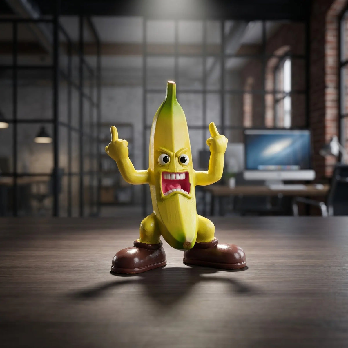 1 Pc Middle Finger Banana Figurine, Unique Office Desk Ornament, Home Decoration, Small Trendy Desktop Sculpture Accessory, Tabletop Decor, Decorative Piece