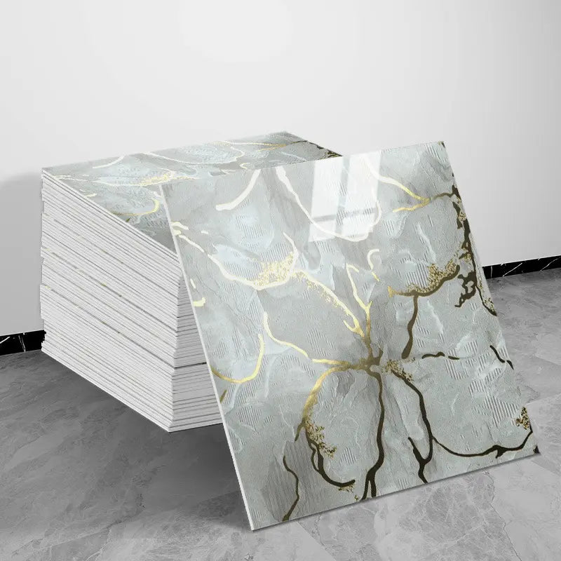 10/20/30 Sheets Thickened Marble Look Self-Adhesive Tile Stickers, Waterproof Anti-Mildew, Easy Peel & Stick Decorative Decal Wall Decal Kitchen Bathroom Wall Decor, Waterproof Wall Decals