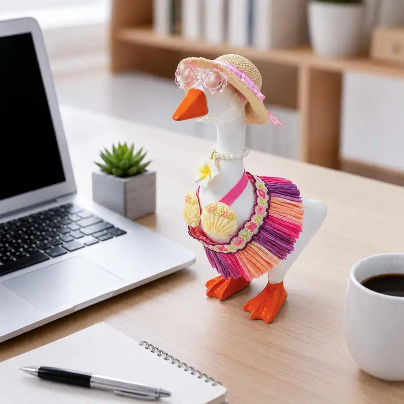 Mini 7-in Fabric Set, 7-Inch Desk Goose Charm, Hawaii Summer Outfit Accessory for Home Office Decor (Unisex), Mini 7" Goose