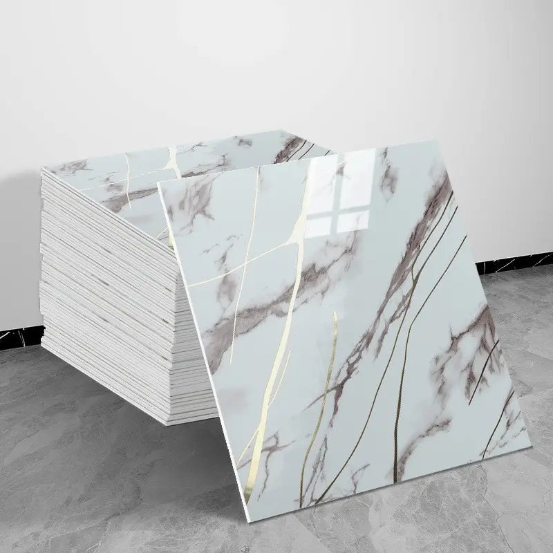 10/20/30 Sheets Thickened Marble Look Self-Adhesive Tile Stickers, Waterproof Anti-Mildew, Easy Peel & Stick Decorative Decal Wall Decal Kitchen Bathroom Wall Decor, Waterproof Wall Decals