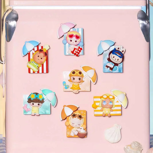 POP MART POP Bean Island Vacation Series Collectible Fridge Magnet Mystery Blind Box - Includes 1 Hidden Model, 6 Regular Models, Non-Exchangeable Blind Bag, Includes Hidden