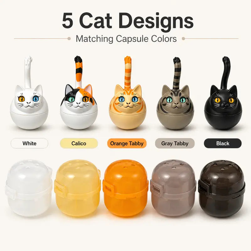 Roly Poly Cat Gacha Capsule, Wobble Cat Figurine with Following Eyes, Desktop Ornament, Car Dashboard Decor, Collectible Toy for Cat Lovers