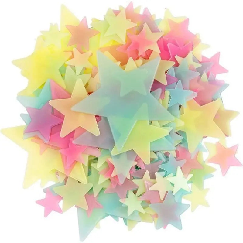 2pcs 1.18-Inch Self-Adhesive Heat-Resistant Stain-Resistant Plastic Glow-in-Dark Wall Stars Stickers, Assorted Hues Fluorescent Decals with Simple Wall Sticker Setup, Kids Bedroom Ceiling Home Decor