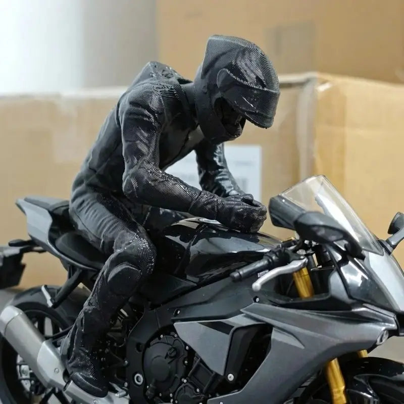 Sitting Racing Driver Statue, 3D Printed Sad Motorcycle Rider Sculpture, Decorative Sculptures, Cool Desktop Decor for Car Dashboard Office Desk, Unique Gift for Racing Enthusiasts, Decorative Piece