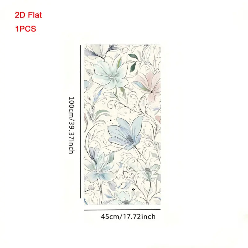 2D Flat Static Cling Floral Pattern Decorative Decal Window Film Ornament For Living Room And Bedroom Removable