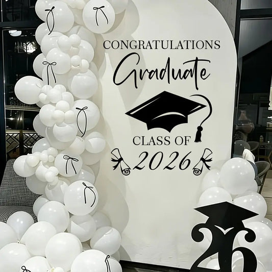 Graduation Season English Decorative Wall Stickers, Home Decor Stickers, Removable Design PVC Material Self-Adhesive, Suitable for Hotels, Office, Bedroom, Living Room, Kitchen, Classroom, School, Congratulations, Wall Art Stickers
