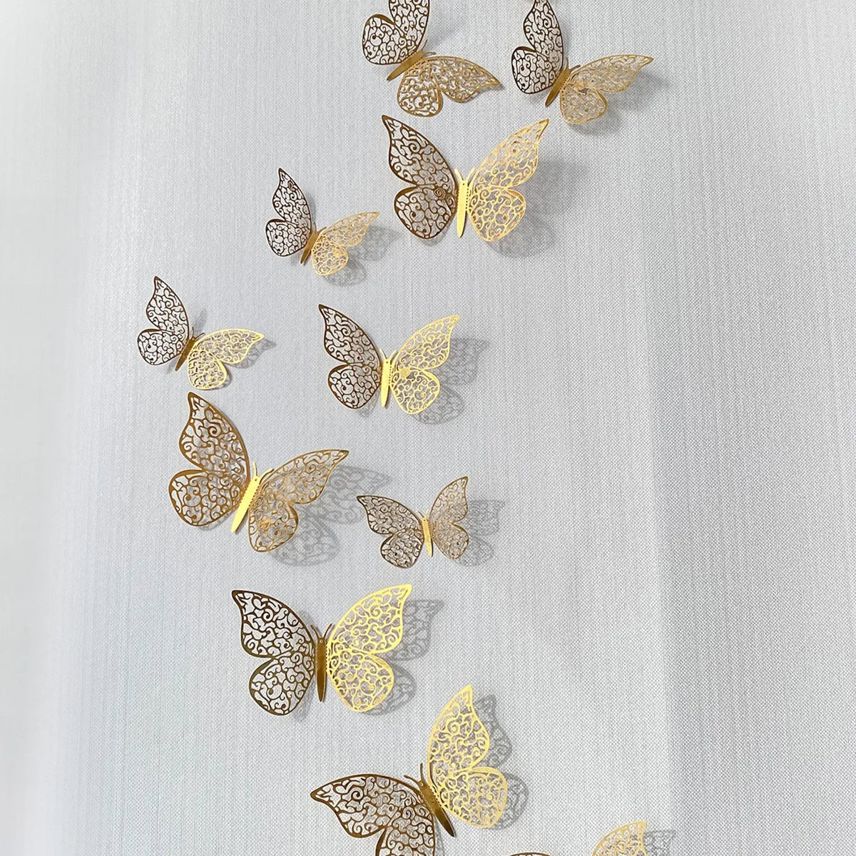 3D Butterfly Shaped Wall Sticker, Creative Hollow Out Decorative Sticker, Beautiful Paper Decal For Party Cake Home Decoration, Adhesive Stickers, Decoration Items, Wall Decals