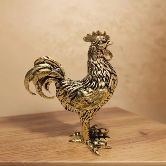 Small Vintage Brass Rooster Statue, Detailed Decorative Chicken Figurine, Animal Decorations, Perfect for Bedroom and Living Room, Holiday Home Decoration, Collectible Figurine, Decorative Home Ornament, Animal Decorative Figurines