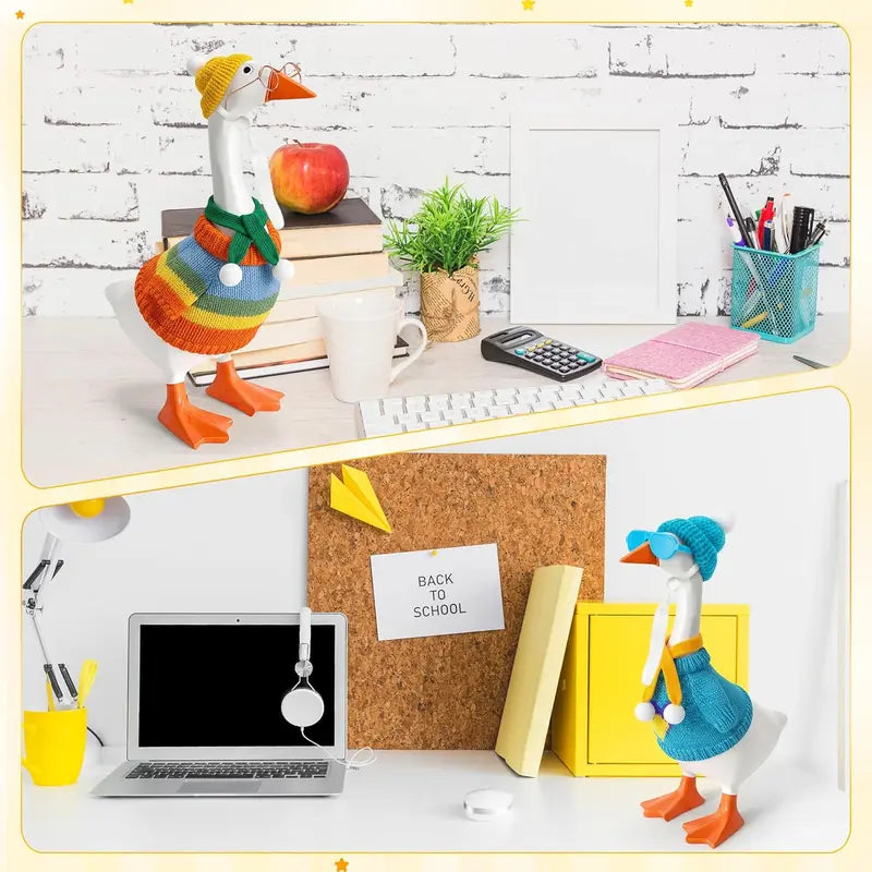 6 Set 24 Pcs Desk Goose Outfit Set WIth Accessories for 7 Inch Magnetic Desk Goose, 6 Sweaters 6 Hats 6 Scarves 6 Glasses Accessories Bundle, Funny Desk Decor, Perfect Birthday Gift