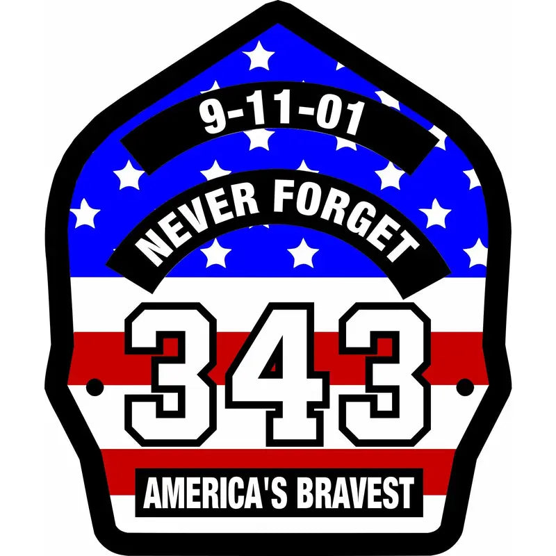 Reflective 4-5" Regular Vinyl Firefighter Decal - USA 343 Powershield 911 Memorial UV Resistant Adhesive Tape-Backed Car Sticker, Vehicle Decor Window Decals for Vehicles, Truck Exterior Accessory