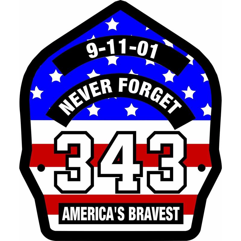 Reflective 4-5" Regular Vinyl Firefighter Decal - USA 343 Powershield 911 Memorial UV Resistant Adhesive Tape-Backed Car Sticker, Vehicle Decor Window Decals for Vehicles, Truck Exterior Accessory