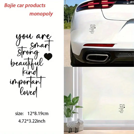 Heartfelt Decor Inspirational Vinyl Mirror Sticker, Interior Stickers, Sticker Decorations, "You are smart, strong, beautiful, kind, important, and loved", Durable oval decal for home decor, car, or wall art, script design