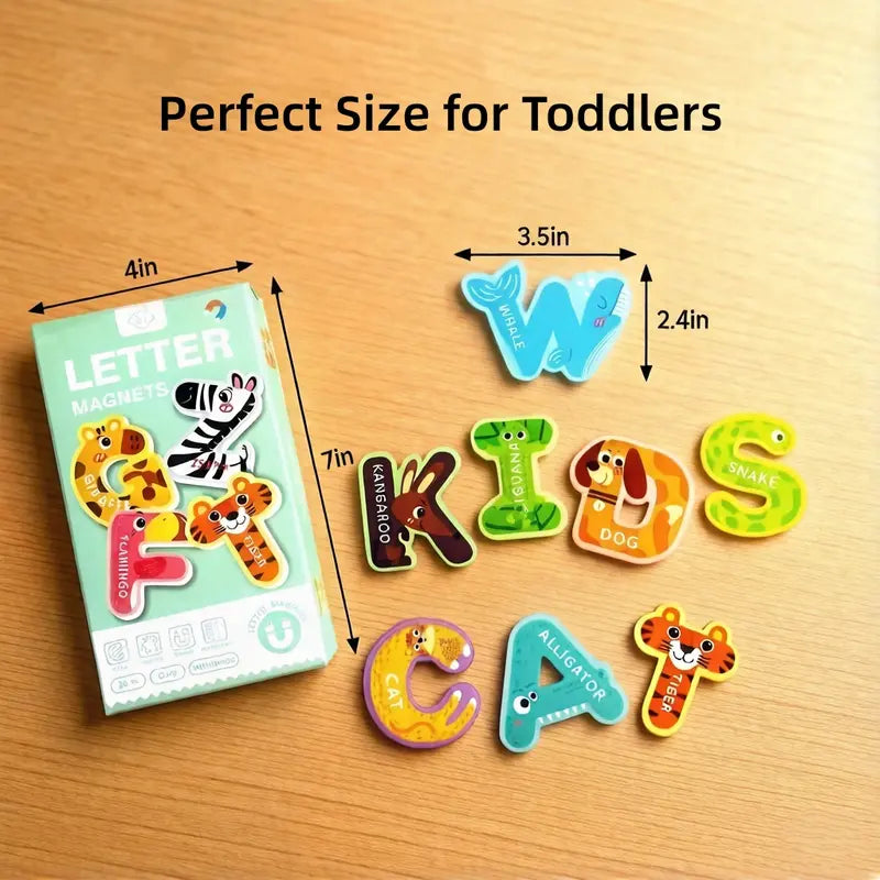 26 Animal ABC Magnets, Large Refrigerator Magnetic Letters, Preschool Learning Toy for Spelling Games, Ideal Educational Toys for Tots