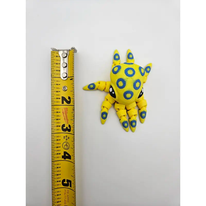 3D Printed Articulating Blue-Ringed Octopus Figurine Great Gift and Desk Figure
