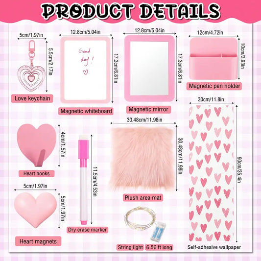 School Locker Decorations Accessories Back to School Essential with Locker Magnetic Wallpaper Mirror Rug Shelf Organizer Whiteboard Marker Pen Holder Magnets Other Accessories Suitable for Various Ages First Day of School Locker Decorations
